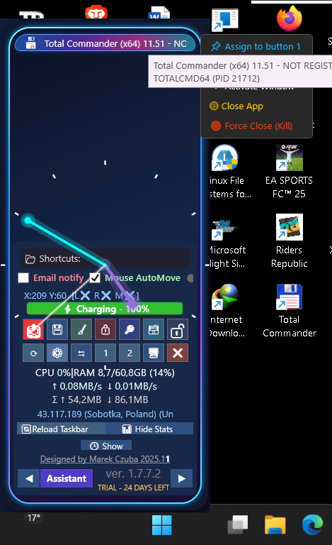 Assign application to custom taskbar buttons