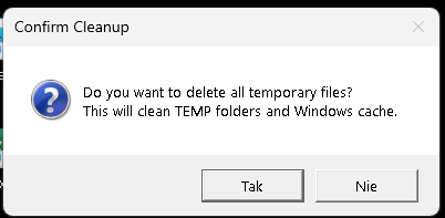 Temporary files cleanup confirmation