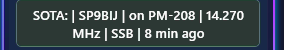 SOTA activity displayed on Custom MC Taskbar
