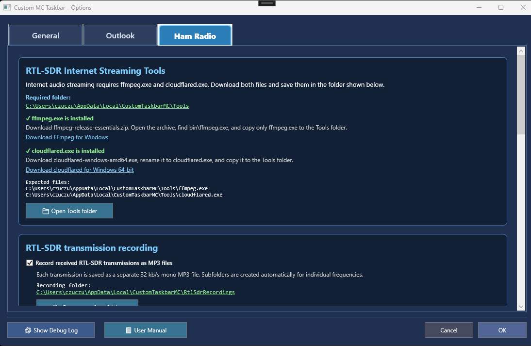 Ham Radio streaming tools and MP3 recording