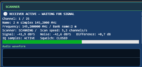 Live RTL-SDR scanner status