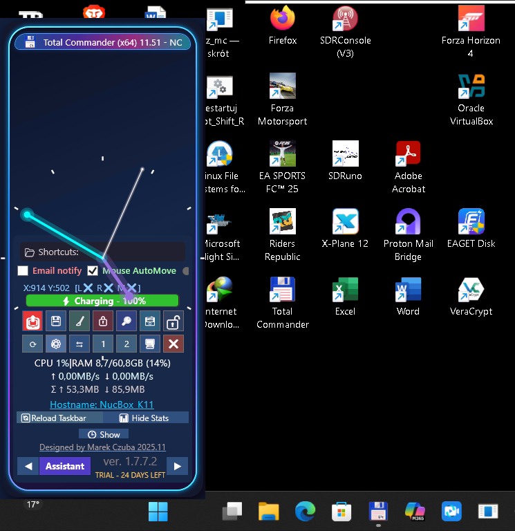 Alternative taskbar position